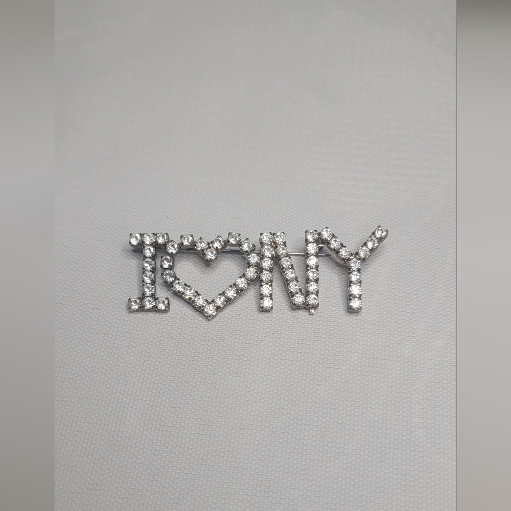 Vintage I🤍NY Pin/Brooch Costume Jewelry with Rhinestones
